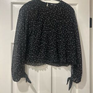 Zara Black and White Patterned Blouse